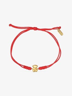 Tous Red Cord Bracelet with Gold Bee Motif